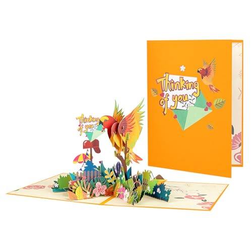 Fesselnde 3D-Papageien-Geburtstagskarte, feine Handwerkskunst, zarte Detailkarte, geeignet für Mädchen, Frauen, Festivals von MLWSKERTY