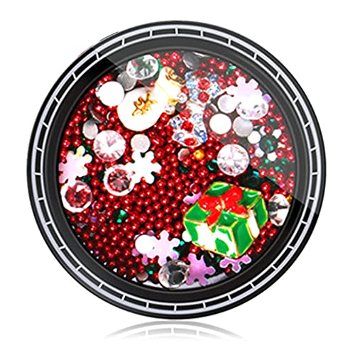 MLWSKERTY 1 Box Weihnachts-Nagel-Strasssteine, 3D-Nägel, Charms, Weihnachtsmann, Rentier, Schneemann, Schneeflocke, Girlande, Metallnieten, DIY, Kunstdekoration von MLWSKERTY