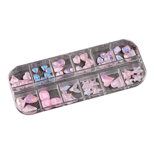 MLWSKERTY 12 Gitter Fashion Kristall Nail Art Schmuck Charms Kristall 3D Diamant Strass DIY Nagel Strass Nageldekoration von MLWSKERTY