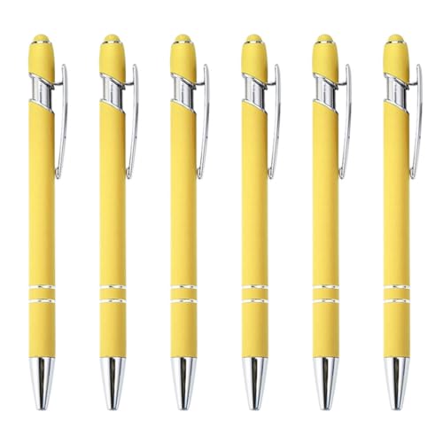 MLWSKERTY 6 Stück 2-in-1-Kugelschreiber mit Stylus-Spitze, einziehbarer Kugelschreiber, schwarze Tinte, reibungsloses Schreiben, Business-Geschenk-Stifte von MLWSKERTY