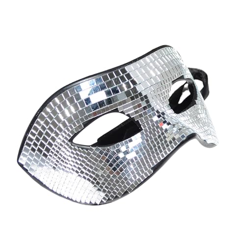 MLWSKERTY Auffällige Glitzernde Maske. Stilvolle Partymaske Mit Glaseinlage Und Glasperlen Für Tanzpartys Und Feiern von MLWSKERTY