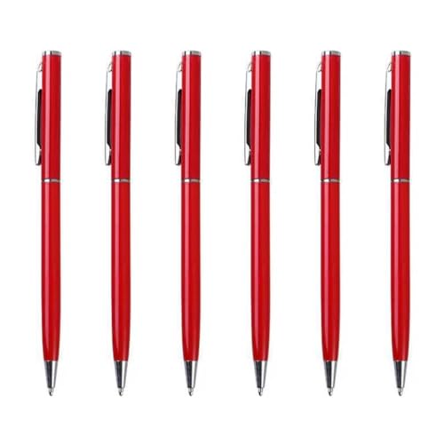 MLWSKERTY Metall-Kugelschreiber, Signierstift, Büro, Unterschrift, Business-Geschenk, Drehung, zum Öffnen/Schließen, 6 Stück von MLWSKERTY