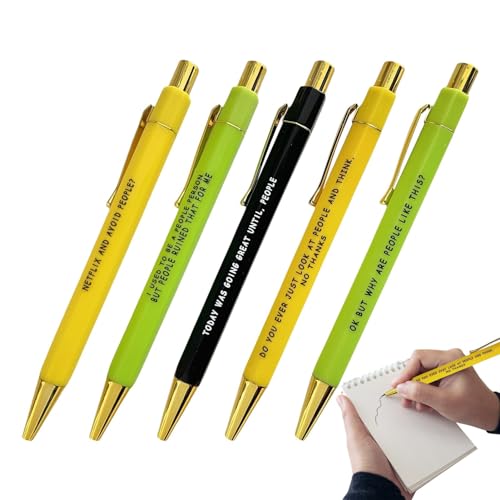 MLqkpwy Druckkugelschreiber,Mittelgroße Kugelschreiber - 5 Stück Kugelschreiber mit feiner Spitze und Zitaten | Eleganter, ermutigender, inspirierender, komfortabler Arbeitsstift mit schwarzer Tinte von MLqkpwy