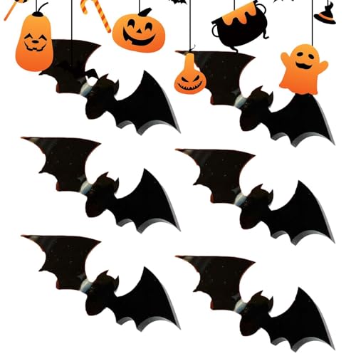 MLqkpwy Fledermaus Cupcake Topper,Fledermaus Cupcake Topper Schwarz,3D-Halloween-Cupcake-Picks aus schwarzem Acryl in Fledermausform - Wiederverwendbare, lebendige, dekorative, gruselige von MLqkpwy