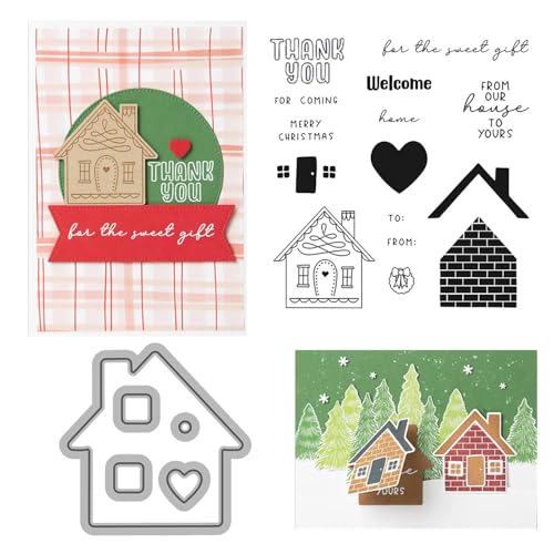 MLqkpwy Weihnachts-Stanzformen und Stempel, Weihnachtshaus-Stanzformen,Weihnachtshaus-Prägevorlage - Ausgeschnittene Schablonen für die Herstellung verschiedener Festivals, Alben, Scrapbooking, von MLqkpwy