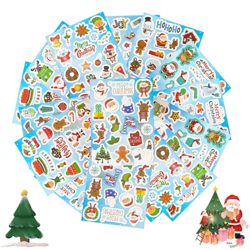 MMDOCO Aufkleber Weihnachten, 16 Bögen Weihnachtssticker mit 284 Weihnachtsmotive, Aufkleber Weihnachten Weihnachtsdeko, Weihnachten Aufkleber Sticker, für Geschenke Umschlag Verpackung von MMDOCO