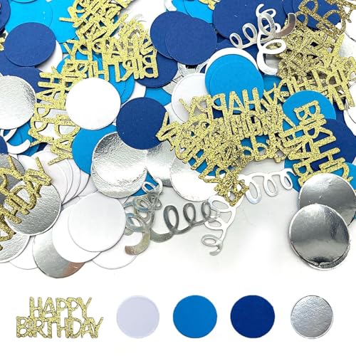 MMDOCO Konfetti Geburtstag Deko,200 Stück Confetti Happy Birthday Deko,Tischdeko Geburtstag Geburtstag Frauen Mann,Streudeko Happy Birthday,Happy Birthday Konfetti Tischdekoration Blau von MMDOCO