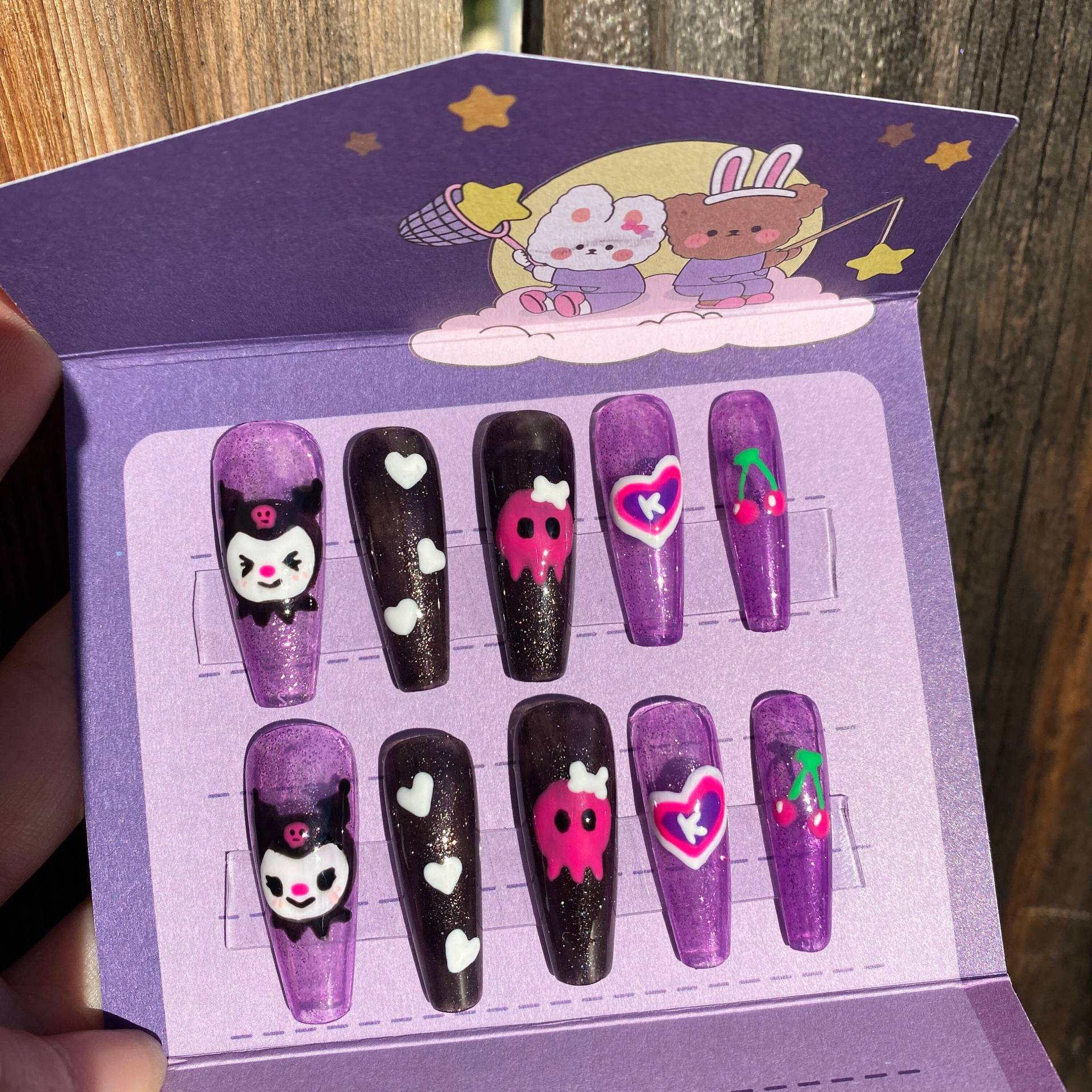 Set Von 10 Stück Nagelpresse/Cartoon Nägel/Handgedruckte Nägel/Kulromi/Kawaii von MMNnails