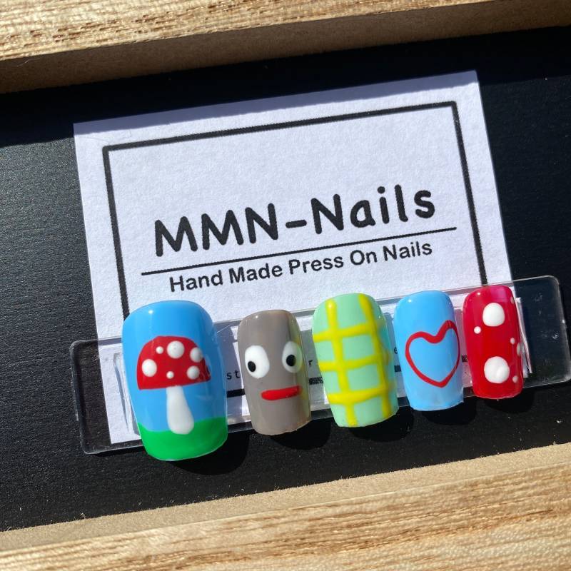 Set Von 10 Stück Nagelpresse/Handgedruckte Nägel/Cartoon Nägel von MMNnails