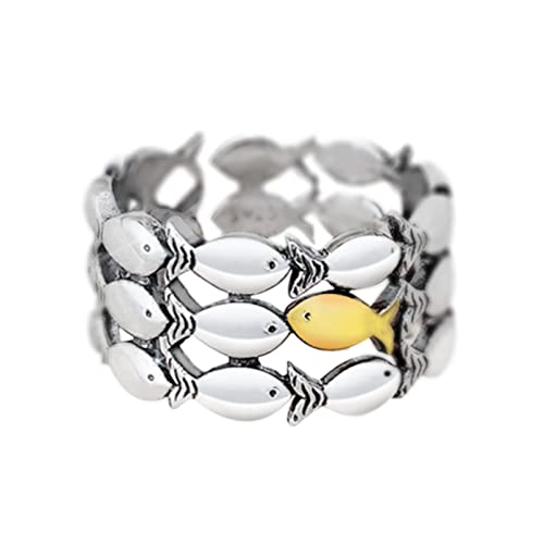 MMOOCO Zarte Fischringe für Frauen im Metallic-Stil, Fingerring, Statement-Schmuck, exquisites, modisches Design, Accessoires, Geschenk von MMOOCO