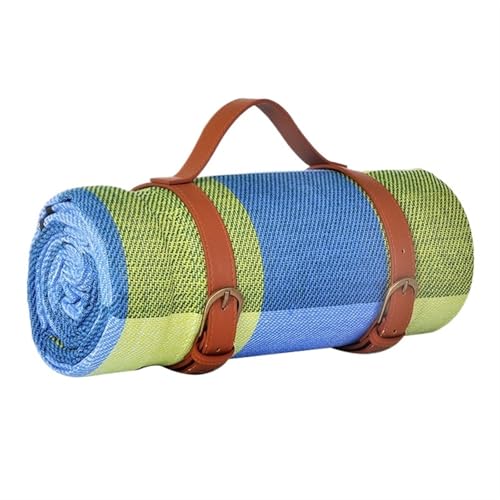 MMYUAK Picknickdecke wasserdichte Picknickmatte for den Außenbereich, Lederband, Camping-Strandmatte, bunt, kariert, gestreift, rechteckige Schlafdecke, Polster, Zimmerteppich(Color 12,150x200x0.4cm) von MMYUAK