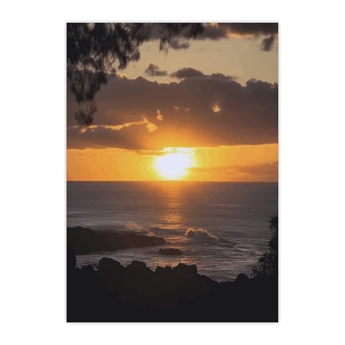 Aufkleber, Motiv: Sonnenuntergang, Hawaii, Strand, bedruckte Aufkleber, Wasserflaschen-Aufkleber, Handyhüllen-Aufkleber, Skateboard-Aufkleber von MNBVKL