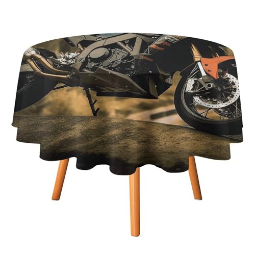 MNBVKL Runde Tischdecke, Sport, Motorrad, bedruckt, runde Tischdecke, tragbare runde Tischdecke, faltbare Tischdecke von MNBVKL