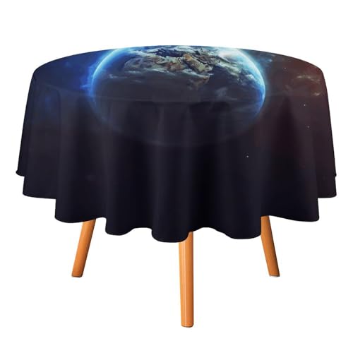 MNBVKL Runde Tischdecke, Weltraum, Planet, Erde, bedruckt, runde Tischdecke, tragbare runde Tischdecke, faltbare Tischdecke von MNBVKL