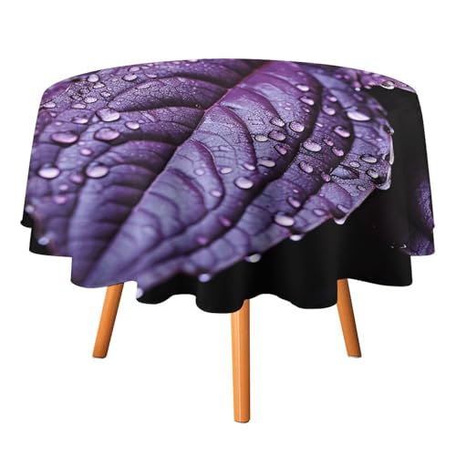 MNBVKL Runde Tischdecke, violette Pflanzenblätter, runde Tischdecke, tragbare runde Tischdecke, faltbare Tischdecke von MNBVKL