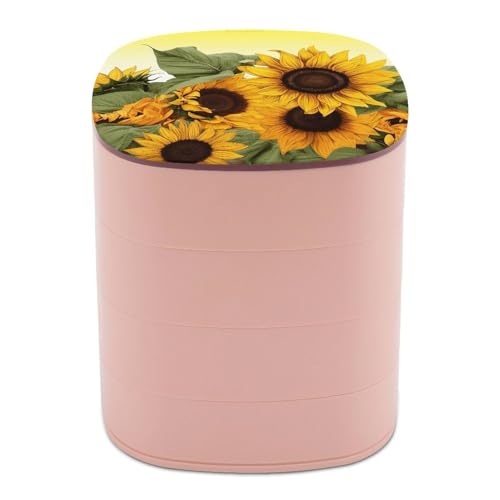 MNBVKL Schmuckkästchen für Halsketten, Sonnenblumen, Blumendruck, drehbare Schmuckschatulle, Schminktisch, Schmuckschatulle von MNBVKL