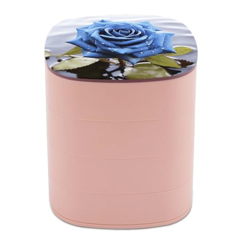 MNBVKL Schmuckkästchen für Halsketten, romantische blaue Rose, drehbare Schmuckschatulle, Schminktisch-Schmuckschatulle von MNBVKL