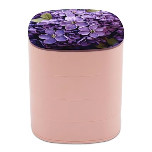 MNBVKL Schmuckkästchen für Halsketten, violettes Blumenmuster, drehbare Schmuckschatulle, Schminktisch-Schmuckschatulle von MNBVKL