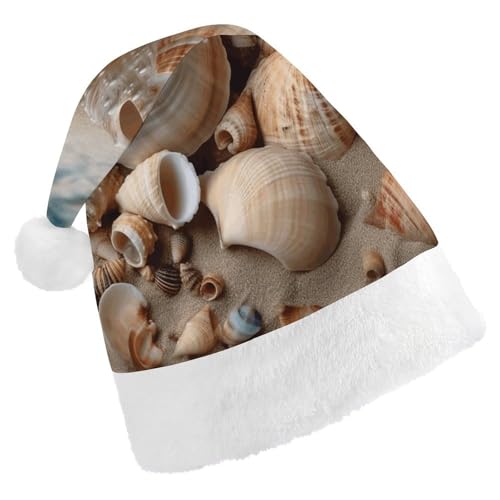 MNBVKL Weihnachtsmütze, Muscheln von The Seashore bedruckte Weihnachtsmütze, Erwachsenen-Weihnachtsmütze, multifunktionale Weihnachtsmütze von MNBVKL