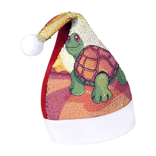 MNBVKL Weihnachtsmütze, Schildkröte in der Sonne, bedruckte Weihnachtsmütze für Erwachsene, multifunktionale Weihnachtsmütze von MNBVKL