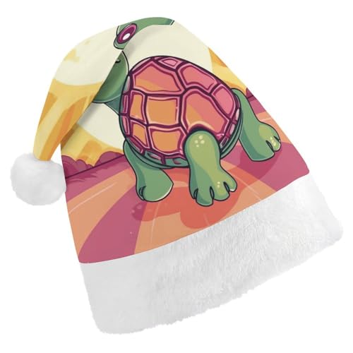 MNBVKL Weihnachtsmütze, Schildkröte in der Sonne, bedruckte Weihnachtsmütze für Erwachsene, multifunktionale Weihnachtsmütze von MNBVKL