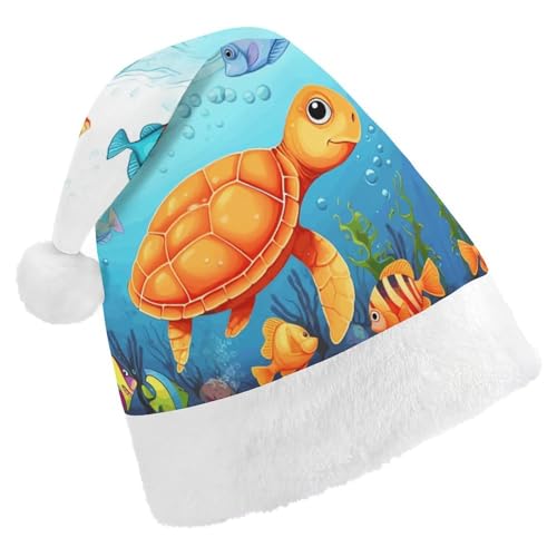 MNBVKL Weihnachtsmütze, Schildkröte und Fisch bedruckte Weihnachtsmütze, Erwachsenen-Weihnachtsmütze, multifunktionale Weihnachtsmütze von MNBVKL