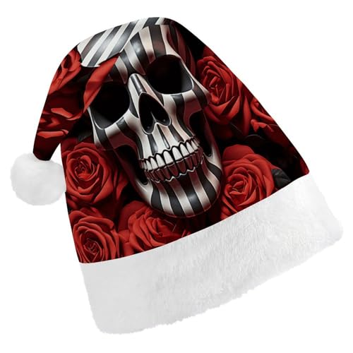 MNBVKL Weihnachtsmütze, Totenkopf mit Blumendruck, Weihnachtsmütze für Erwachsene, multifunktionale Weihnachtsmütze von MNBVKL