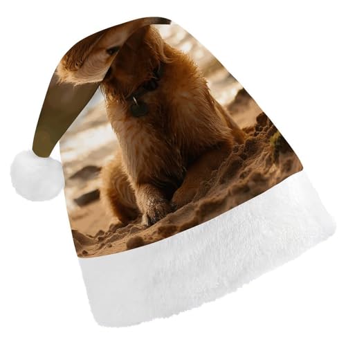 MNBVKL Weihnachtsmütze, bedruckt mit Retriever-Motiv, Weihnachtsmütze für Erwachsene, multifunktionale Weihnachtsmütze von MNBVKL