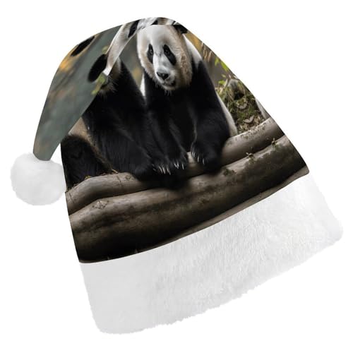 MNBVKL Weihnachtsmütze, bedruckte Weihnachtsmütze mit zwei großen Pandas, Erwachsenen-Weihnachtsmütze, multifunktionale Weihnachtsmütze von MNBVKL