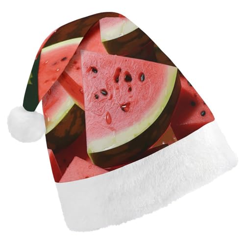 MNBVKL Weihnachtsmütze, reife Wassermelonenscheiben, bedruckte Weihnachtsmütze für Erwachsene, multifunktionale Weihnachtsmütze von MNBVKL