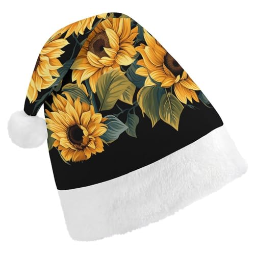 MNBVKL Weihnachtsmütze, warme Sonnenblumen-bedruckte Weihnachtsmütze, Erwachsenen-Weihnachtsmütze, multifunktionale Weihnachtsmütze von MNBVKL