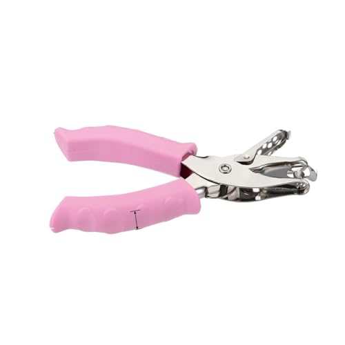 Bindegeräte Schulpraxis Metall Single Loch Puncher Handheld Hole Puncher mit weichem Griff 6mm Kreisform DIY Papierstempel Drahtbindegerät(Pink) von MNEVZX