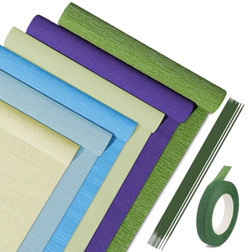 Krepppapier Kreppbänder 25x250cm Krepp Bänder Bunt Crepe Paper für Hochzeit Geburtstagsfeier Feier Deko Papierfalten Basteln Handarbeiten Papierkunst (6 Rollen) von MNFOFD