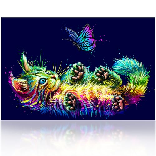 MNFOFD Diamond Painting Katze Diamant Painting Bilder 5D Diamant Painting Katze Diamant Malerei Set DIY Diamond Painting für Home Room Wanddekoration Dekoration (30×40cm) von MNFOFD