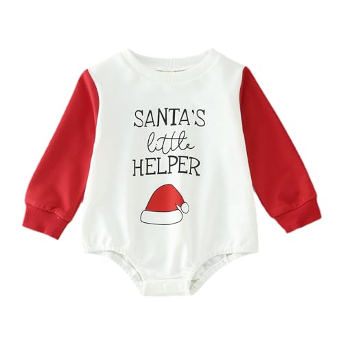 MNSWR Weihnachten Kinder Bodysuits,Neugeborenen Kleidung Mädchen Sommer Strampler Junge Weihnachtskleid Baby 1. Weihnachten Baby Weihnachtself Puppe Kostüm Baby Strampler Mit Füßen Elf Weihnachten,S von MNSWR