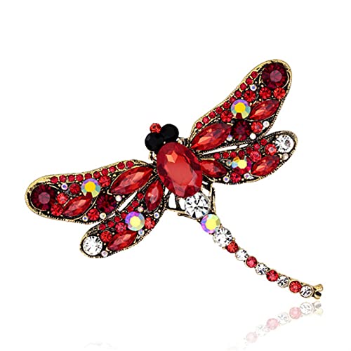 MNSYD Libelle Tropfen Pendant Brosche Schöne Insekten Brosche Pins Mantel Jacke Revers Schal Schal Dekoration Kette Anhänger Schmuck Zubehör,rot von MNSYD