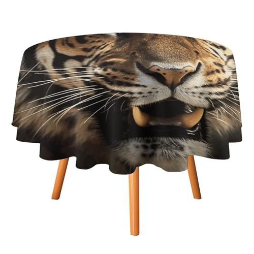 MNVTSKOP Runde Tischdecken mit Tiger-Druck, waschbar, Erntedankfest, dekorative Tischdecke für Heimdekoration, Partys, Picknick, 91,4 x 91,4 cm von MNVTSKOP