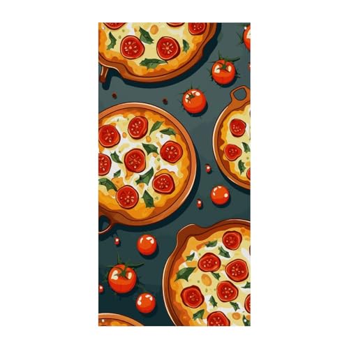 Willkommensdekorations-Banner, 180 x 90 cm, Pizza-Essen, bedruckt, Party-Türvorhang, Weihnachten, Türbanner für drinnen und draußen von MNVTSKOP