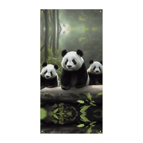 Willkommensdekorations-Banner, 180 x 90 cm, niedlicher Panda-Druck, Party-Türvorhang, Weihnachten, Türbanner für drinnen und draußen von MNVTSKOP