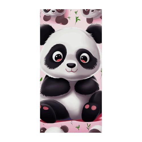 Willkommensdekorations-Banner, 180 x 90 cm, niedlicher Panda-Druck, Party-Türvorhang, Weihnachten, Türbanner für drinnen und draußen von MNVTSKOP