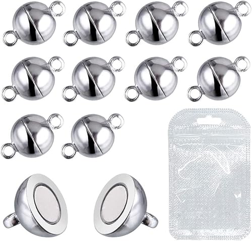 MOAMUN 20 Packungen Halskette Armband Magnetische Verschlüsse Für Ketten, Schmuck Magnetverschluss Für Halskette Armband Machen (Silber 6mm) von MOAMUN