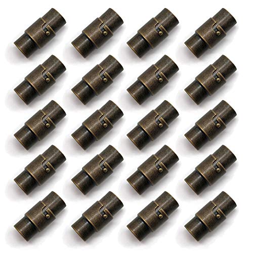 MOAMUN 20sets Leder Schnur Ende Kappe/Magnetverschluss Verschluss für Leder Seil Schmuck Halskette Armband Schnalle (Bronze 3mm) von MOAMUN