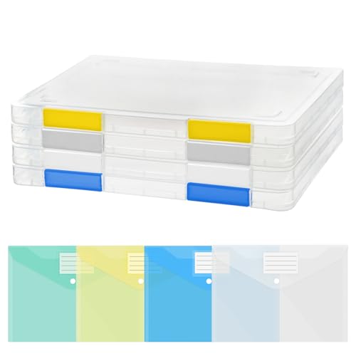 MOAMUN 8 Plastik Archivbox A4 Dokumentenbox A4 und Dokumentenmappe A4 mit Tab, Transparente Wasserdichte Heftbox A4, Aufbewahrungsbox für Organisatorische Dokumente Briefe Zeitschriften Fotografien von MOAMUN