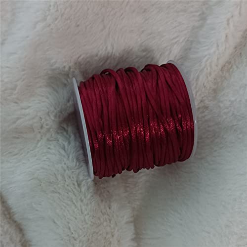 2 mm Wein Satin Kordel Faden Armband geflochtene Schnur DIY Quasten Perlen Faden Armbandseil (Color : 192 Wine, Size : 40meters roll) von MOBSAN