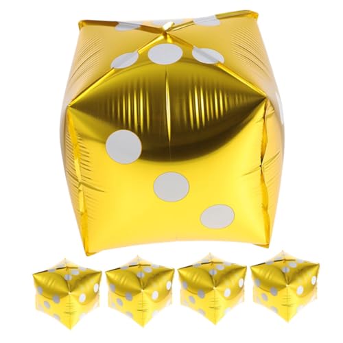 5St Ballon Blase Pokerparty-Dekorationen aufblasbare Würfel Würfeldekorationen balloons balongas spielewürfel luftbalons Partydekorationen Partygeschenke Aluminiumfolie Golden MOBUTOFU von MOBUTOFU