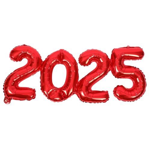 MOBUTOFU 1 Satz 2025 Ballon 2025 Ballondekorationen des neuen Jahres Heliumballons Wanddekoration Zahlenballons Silvester Party Gunst Partyballons für das neue Jahr Aluminiumfolie rot von MOBUTOFU