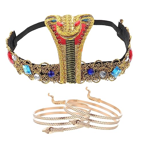 MOBUTOFU 1 Set Schlangen Stirnband Armband Dekoratives Stirnband Brautaccessoires Abschlussball Armband Ägyptische Kopfbedeckung Für Frauen Medusa Schmuck Armbänder Für Ägyptische von MOBUTOFU