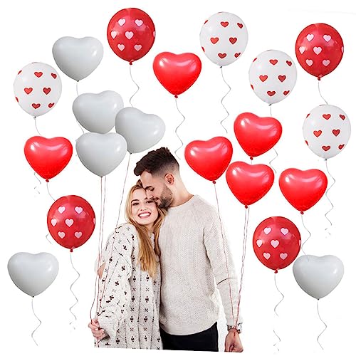 MOBUTOFU 100 Stück Pastell Liebesherzen Luftballons Hochzeit & Valentinstag Deko Kreative Bedruckte Ballons Für Partyzubehör von MOBUTOFU