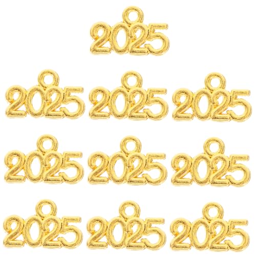 MOBUTOFU 100St 2025 Anhänger Abschlusskappen Halsketten Hängende Verzierung für Taschen DIY Schmuck Zubehör Jahrgangsanhänger 2025 Armbandanhänger Schlüsselanhänger Zinklegierung Golden von MOBUTOFU