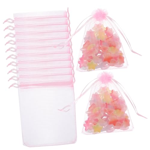 MOBUTOFU 100St Geschenktüte zur Taufe Aufbewahrungstasche Schmuckbeutel aus Organza aufbewahrungssack aufbewahrungstüten Geschenktüten mit Kordelzug kleine Geschenktüten Rosa von MOBUTOFU